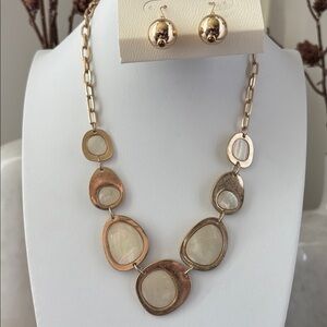 Carol D Studio Choker,Reversible Gold-tone chain,opalescent stones